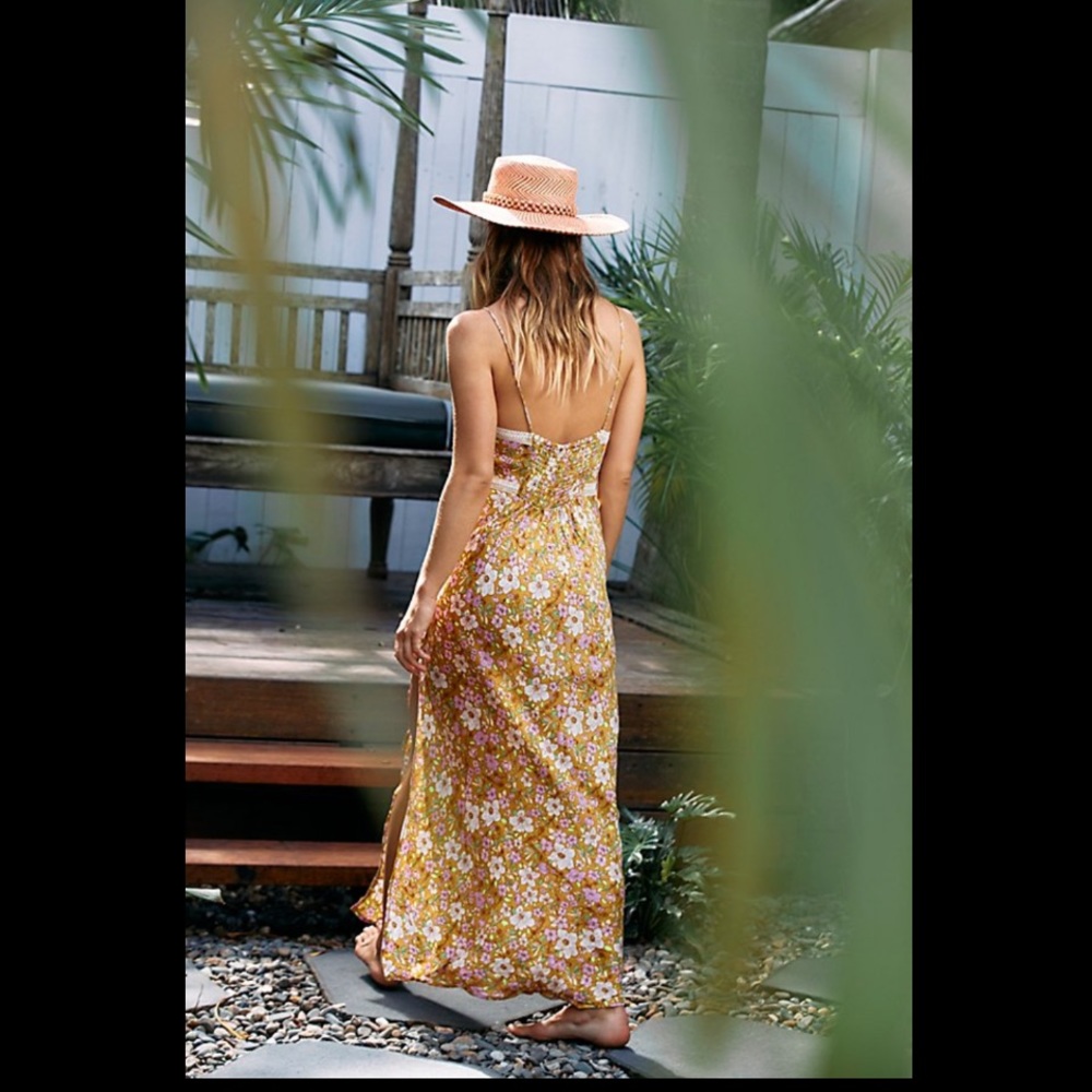 Free People all I Wanted Maxi Slip lace yellow